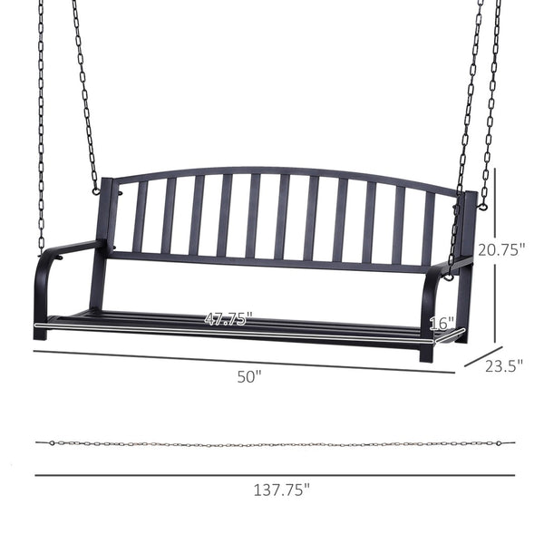 English Elm Outsunny 2-Person Porch Swing Bench With Sturdy Chains - Durable Steel Chair For Outdoor Relaxation W2225P174123-GIGA