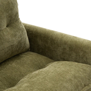 English Elm UNITED Swivel Barrel Chair with Chenille Upholstery, 360° Smooth Rotation, Padded Arm Comfort and Side Pockets for Living Room Relaxation Olive Green W1568P290086