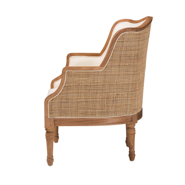 English Elm Bohemian Natural Rattan Accent Chair Woven Honey Frame with Removable Cushion B2750P467692