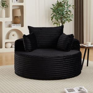 English Elm 50"l Corduroy Oversized Sleeper Chair with Neck Pillow Support for Lounge or Bedroom Black W834P405865