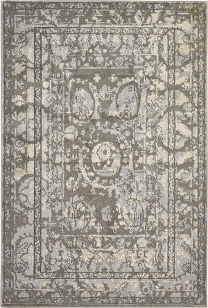 Unique Loom La Jolla Vintage Machine Made Border Rug Gray, Silver/Ivory 6' 1" x 9' 0"