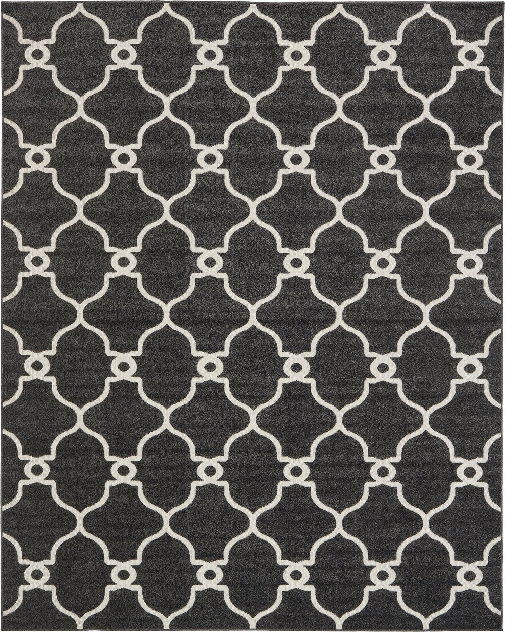 Unique Loom Outdoor Trellis Columbus Machine Made Geometric Rug Black, Ivory 8' 0" x 10' 0"