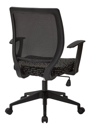 OSP Home Furnishings Screen Back Mesh Task Chair with Lumbar Support and T Arms for Home Office Use Onyx EM51022N-K101