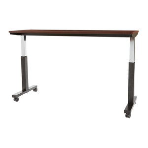 OSP Home Furnishings Adj Height Worktable with Pneumatic Lift Steel Frame and Locking Casters for Office Mah Top/Blk PHAT2472M3
