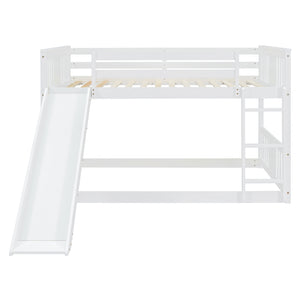 English Elm Full Over Kids Bunk Bed with Built-in Slide Ladder Pine Frame Gray Finish LT100208AAK