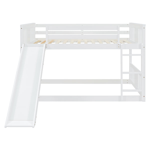 English Elm Full Over Kids Bunk Bed with Built-in Slide Ladder Pine Frame Gray Finish LT100208AAK