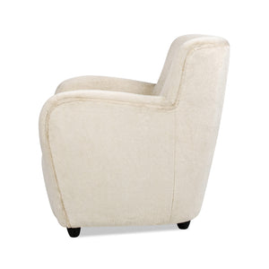 English Elm Jennifer Taylor Home - Wolffe Curved Arm Accent Chair 32" in Crème de la Crème White Faux Fur — Plush Rounded Arms, Cozy Elegance B2719P238279