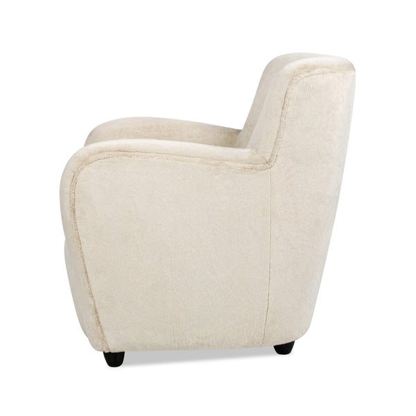English Elm Jennifer Taylor Home - Wolffe Curved Arm Accent Chair 32" in Crème de la Crème White Faux Fur — Plush Rounded Arms, Cozy Elegance B2719P238279