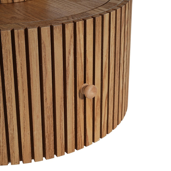 English Elm Unique Clover Shaped Stone Texture Side Table with Drawer Organic Sculptural Accent N770P355454N