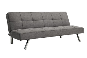English Elm METAL Futon Sofa Bed Grey Fabric - Multifunctional Reclining Sofa, Space-Saving, 650LB Capacity W2297P284114
