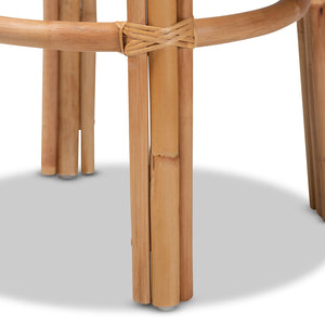 English Elm Modern Rattan Barstool with Woven Texture Curved Arms and Footrest for Kitchen Island B2750P467635