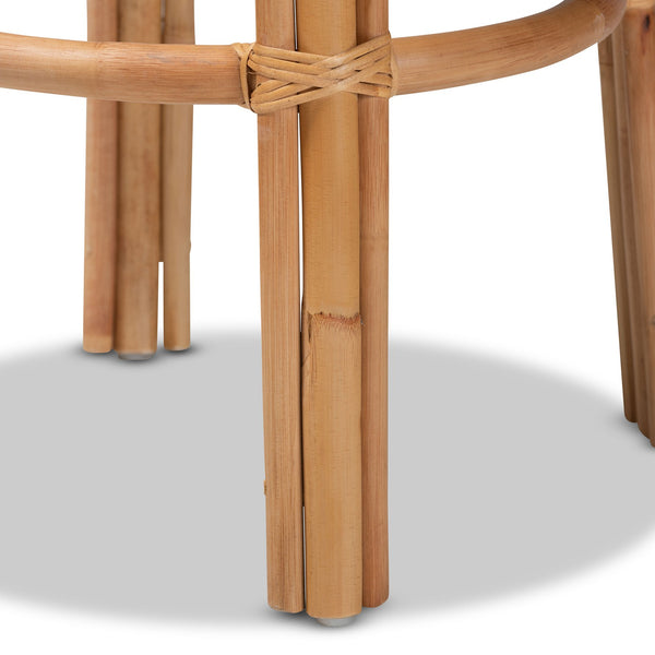 English Elm Modern Rattan Barstool with Woven Texture Curved Arms and Footrest for Kitchen Island B2750P467635
