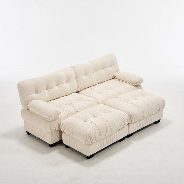 English Elm U Shaped Modular Sectional Sofa Flannelette Cloud Couch Deep Seat Plush Living Room Beige W2120S00029