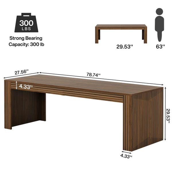 English Elm Executive Extra Long Wood Grain Computer Desk for Dual Monitor Home Office Setup T3971P449943