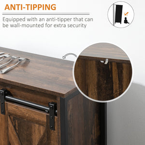 English Elm Homcom Rustic Industrial Sideboard Buffet Cabinet With Sliding Barn Doors, Adjustable Storage Shelves W2225P217383