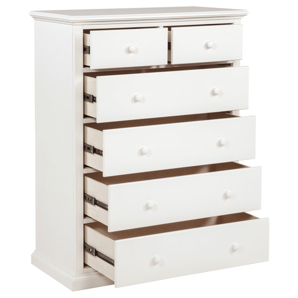 English Elm Anzio Six Drawer Tall Chest Matte Finish Modern Storage for Small Bedroom Spaces White B062P451787