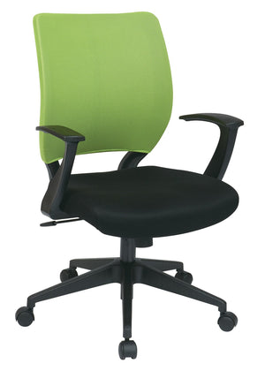 OSP Home Furnishings Screen Back Ergonomic Task Chair with Mesh Seat Lumbar Support and T Arms for Office Green EM51022N-6