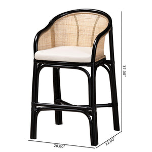 English Elm Modern Woven Rattan Counter Stool with Cushion Bohemian Kitchen Seating B2750P467680