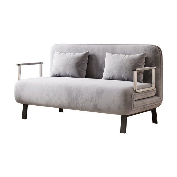 English Elm velvet 55″ Convertible Chair Bed with 18.1" Height, Tri-Fold Sleeper Sofa, Plush Light Gray Comfort W1767P145839