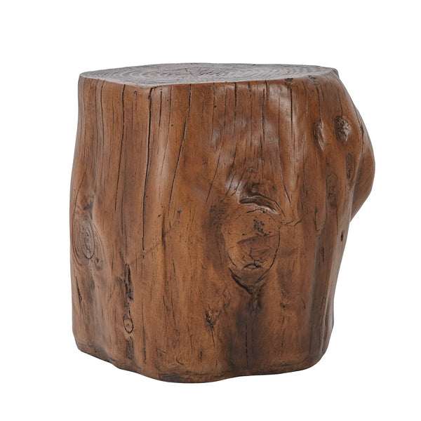English Elm Mgo Tree Stump Side Table Organic Modern Accent with Realistic Grain Texture N776P372342D