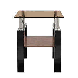 English Elm Set Of 2 Modern Tempered Glass Side Tables - Stylish, Durable Coffee & End Tables For Any Space W241P300312-GIGA