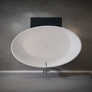 English Elm 63" Stone Resin Freestanding Soaking Tub Matte Sculpted Surface for Spa Bathroom W1920P410091