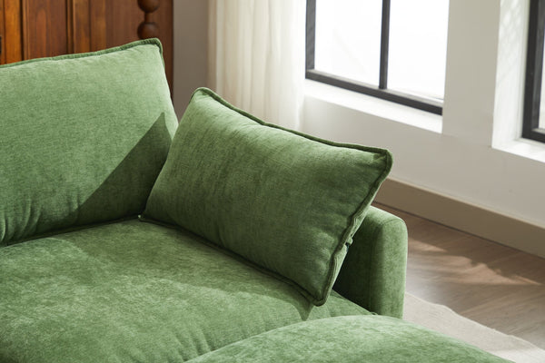 English Elm Modular L-shaped Sectional Sofa with Ottoman Plush Seating for Apartment Living Green W2915S00044