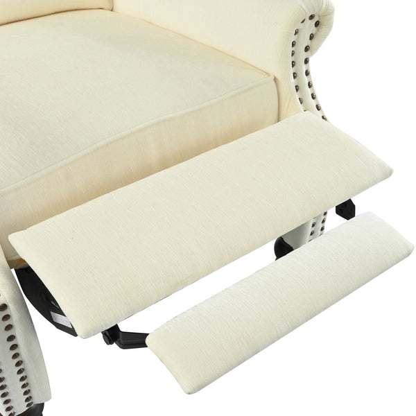 English Elm Christopher Knight Home® - 29.75" Push Back Recliner Chair with Wingback Design, Gourd Wooden Legs, Polyester Upholstery, Cozy Comfort Beige N763P201072A