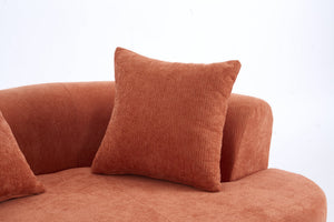 English Elm Crescent-shaped Chenille Loveseat Low Profile Curved Sofa for Modern Living Rooms Orange W5188P450357