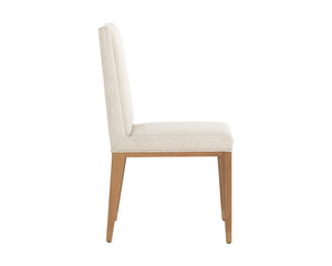 Sunpan Kalla Dining Chair - Stylish Monument Oatmeal Upholstery With Rustic Oak Base & Gold Accents Taupe Fabric 112046