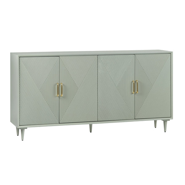Crestview Collection 4-door Media Credenza - Elegant Acacia Wood Sideboard With Soft-close Hinges & Customizable Shelves Green Solid Wood Cvfvr8428