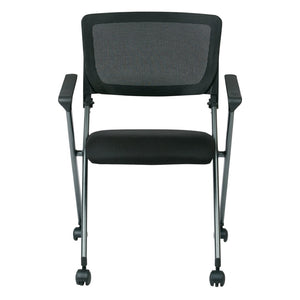 OSP Home Furnishings Folding Chair with Mesh Back Foam Seat and Titanium Frame for Office or Event Use FC8487-231