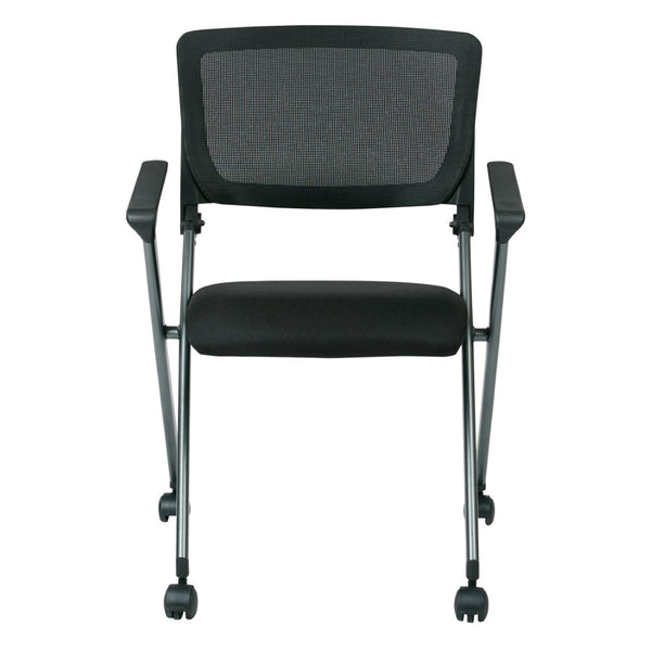 OSP Home Furnishings Folding Chair with Mesh Back Foam Seat and Titanium Frame for Office or Event Use FC8487-231