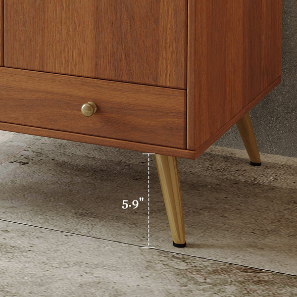 English Elm Mid-century Freestanding Bathroom Vanity with Marble Stone Top and Gold Steel Legs W3136S00065