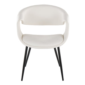 English Elm Upholstered Faux Leather Dining Chair Set with Black Metal Legs for Modern Interiors White B202S02103