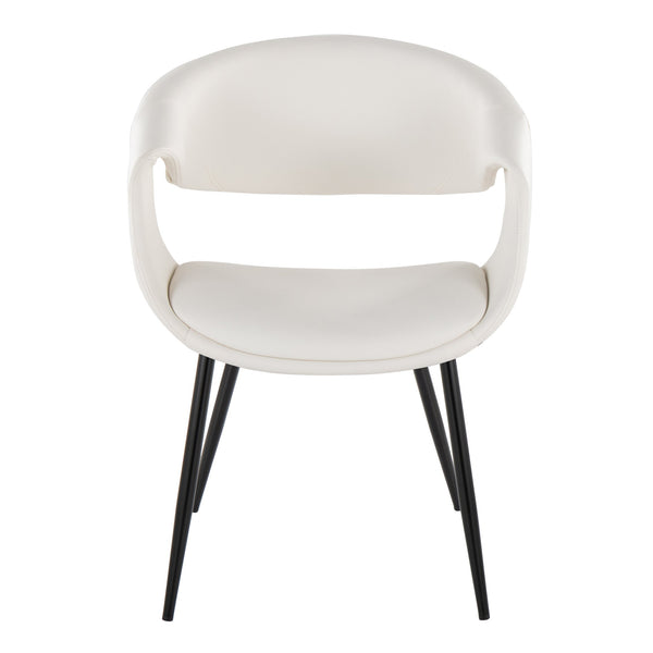 English Elm Upholstered Faux Leather Dining Chair Set with Black Metal Legs for Modern Interiors White B202S02103