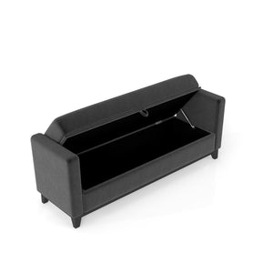 English Elm 66 Inch Sherpa Upholstered Storage Bench with Fluted Wood Base and Bolster Pillows Black W1658P446127