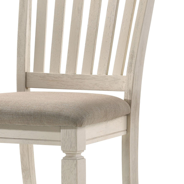 English Elm Fedele Upholstered Tan Fabric Side Chairs Set of 2 with Cream Wood Finish, Slatted Back, 220lb Capacity B2726P343790