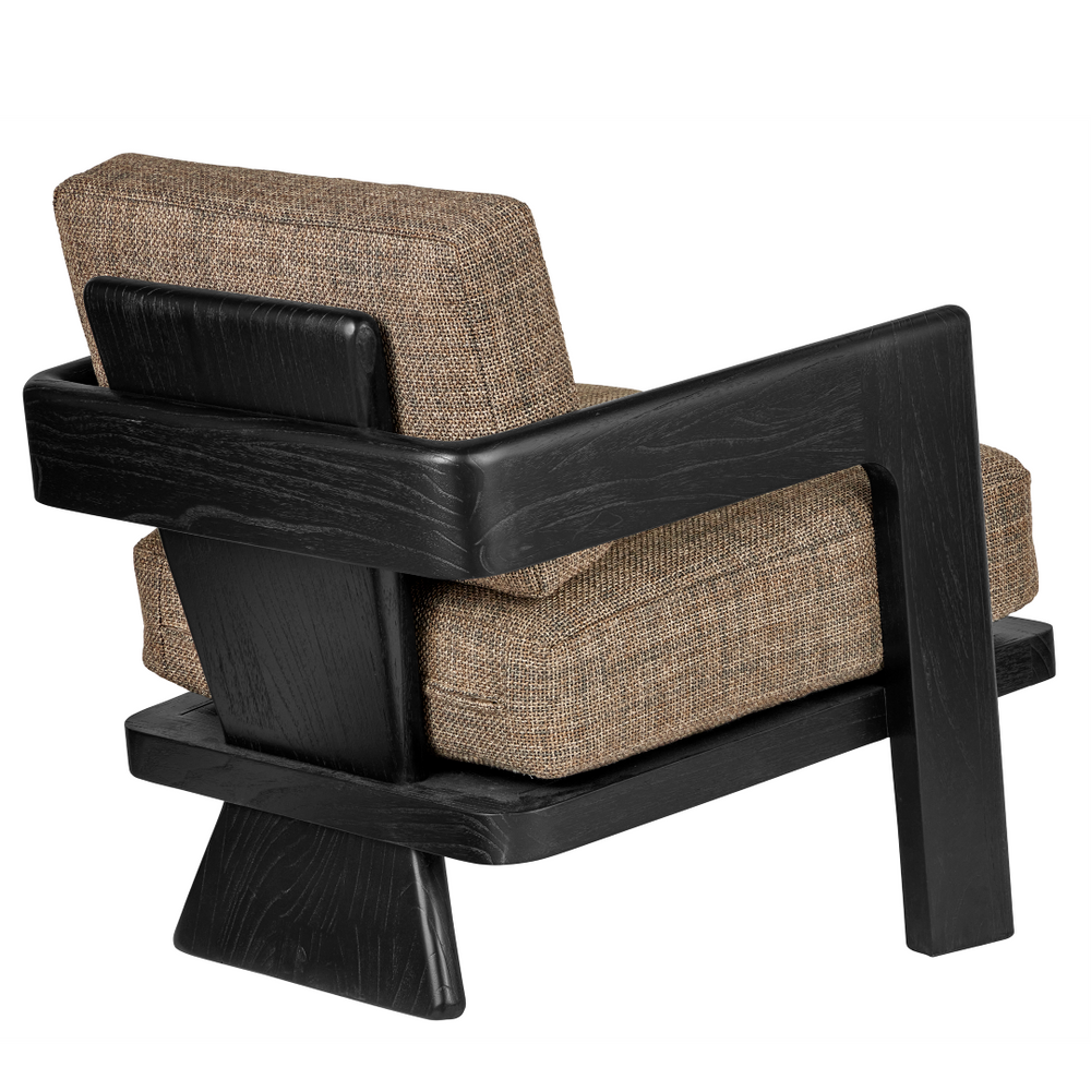 Theo Lounge Chair in Rig Otter Fabric - Stylish Bohemian Design with Caviar Black Mindi Wood Frame