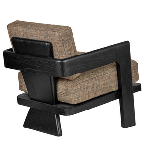 Theo Lounge Chair in Rig Otter Fabric - Stylish Bohemian Design with Caviar Black Mindi Wood Frame