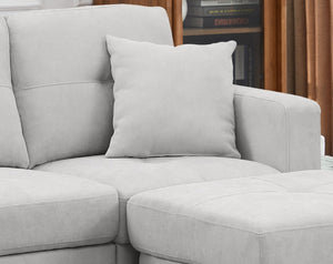 English Elm Sectional Sofa - Luxurious Light Gray Microfiber With Supportive Cushions & Integrated Cup Holders B205S00080-GIGA