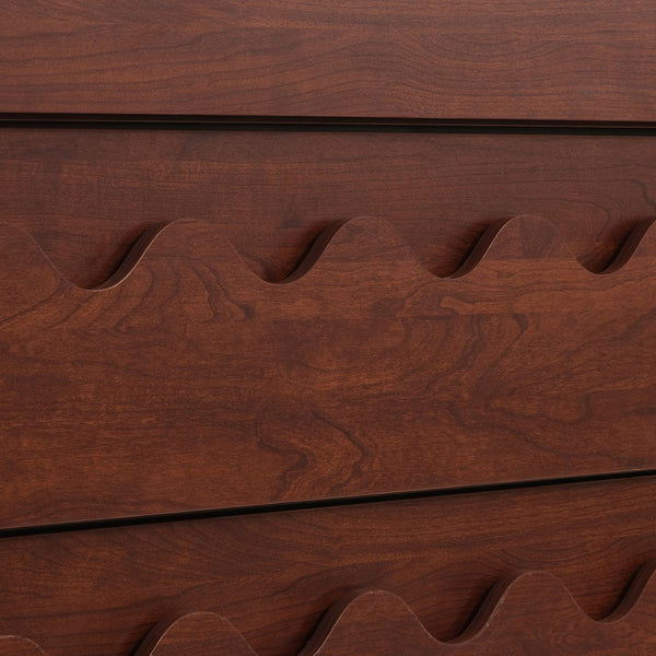 English Elm 60" Wave Front Six Drawer Dresser Sculptural Engineered Wood Media Console for Bedroom Walnut N739S0000011D