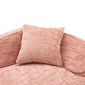 English Elm Pink Curved Two-Person Chenille Sofa with Armrests & 2 Pillows — Compact, Spring-Foam Support W3612P350755