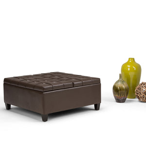English Elm Harrison Coffee Table Storage Ottoman - Chocolate Brown Faux Leather, Multi-Functional & Stylish B136P159139