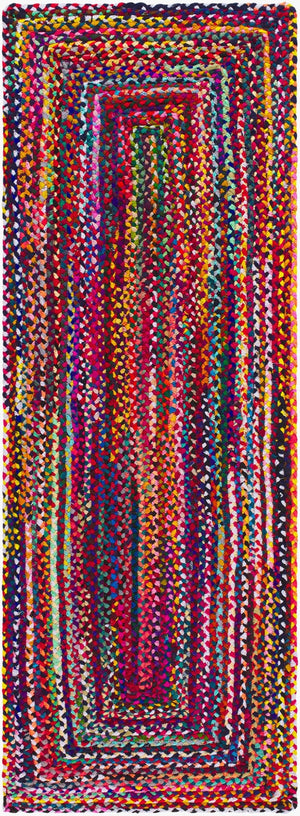 Livabliss Billie Handloomed Recycled Fabric Flatweave Runner Rug for Entryways and Hallways Crimson, Sapphi 2'6" x 8' BBI2300-268