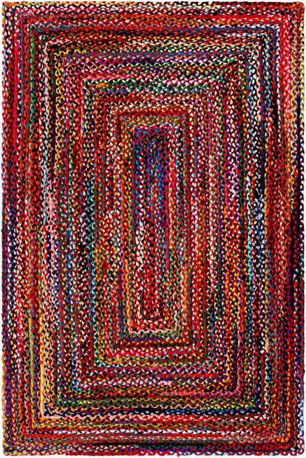 Livabliss Billie Handloomed Recycled Fabric Flatweave Runner Rug for Entryways and Hallways Crimson, Sapphi 5' x 7'6" BBI2300-576