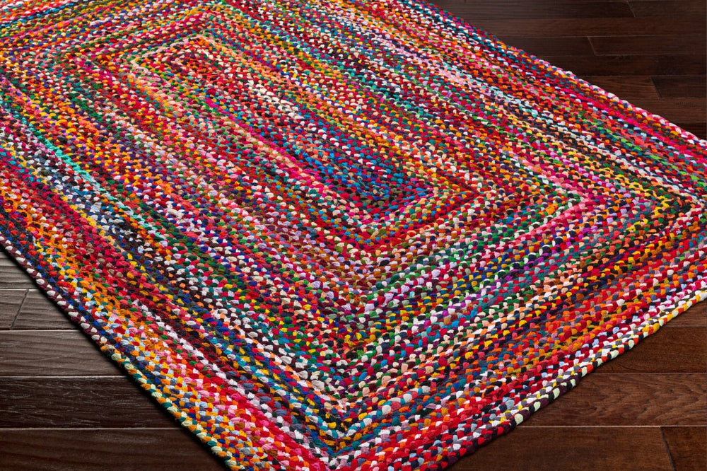 Livabliss Billie Handloomed Recycled Fabric Flatweave Runner Rug for Entryways and Hallways Crimson, Sapphi 5' x 7'6" BBI2300-576
