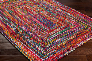 Livabliss Billie Handloomed Recycled Fabric Flatweave Runner Rug for Entryways and Hallways Crimson, Sapphi 5' x 7'6" BBI2300-576