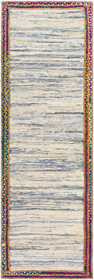 Livabliss Billie Handloomed Jute Flatweave Runner Rug for Entryways Hallways and Kitchens Tan, Dark Blue 2'6" x 8' BBI2301-268