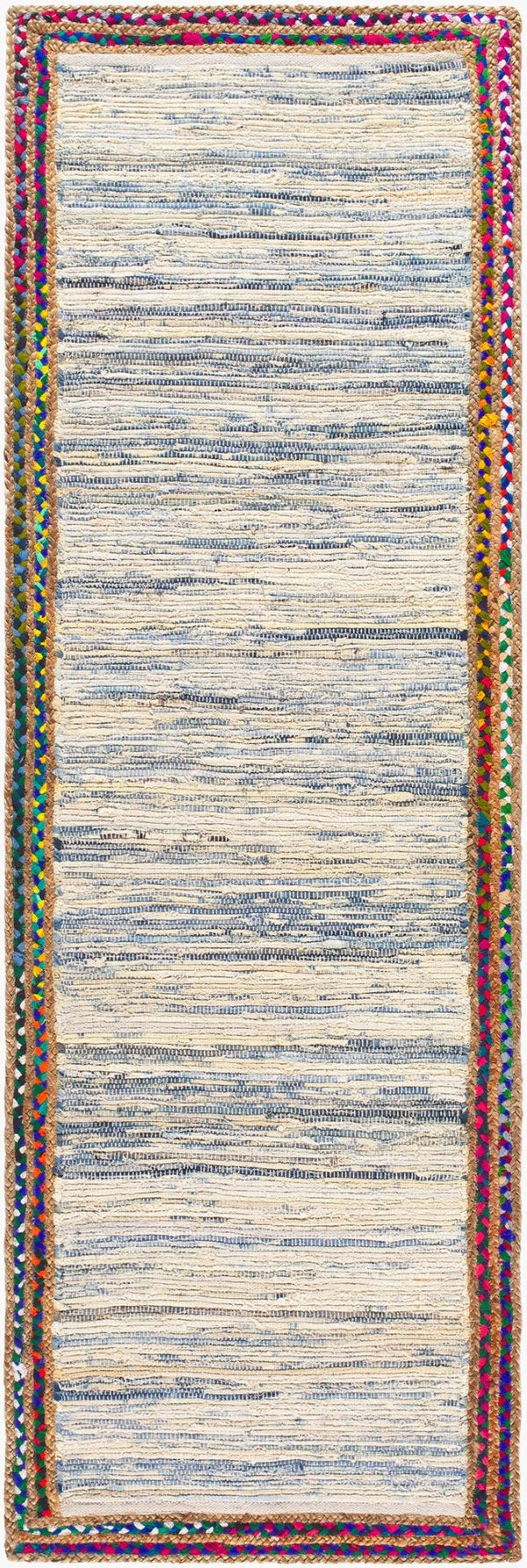 Livabliss Billie Handloomed Jute Flatweave Runner Rug for Entryways Hallways and Kitchens Tan, Dark Blue 2'6" x 8' BBI2301-268
